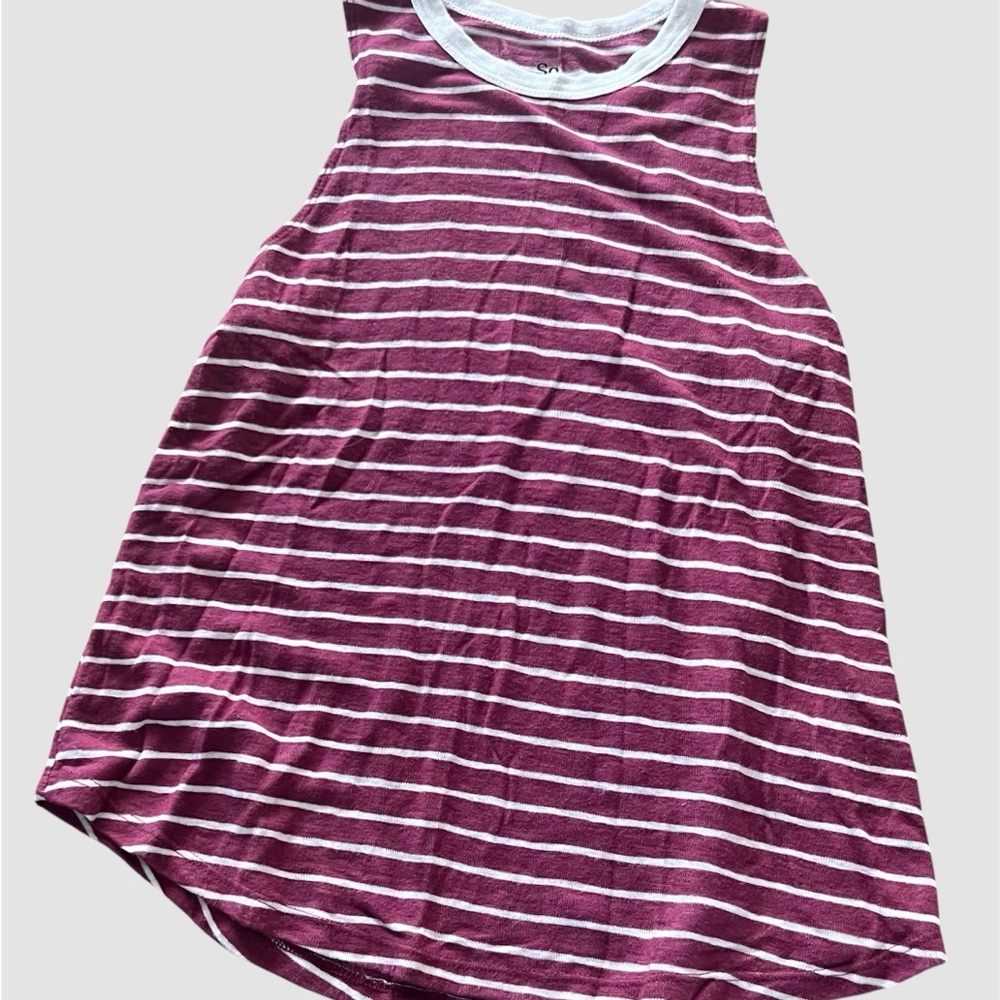 SO Women's Burgundy and White Striped Tank Top #476